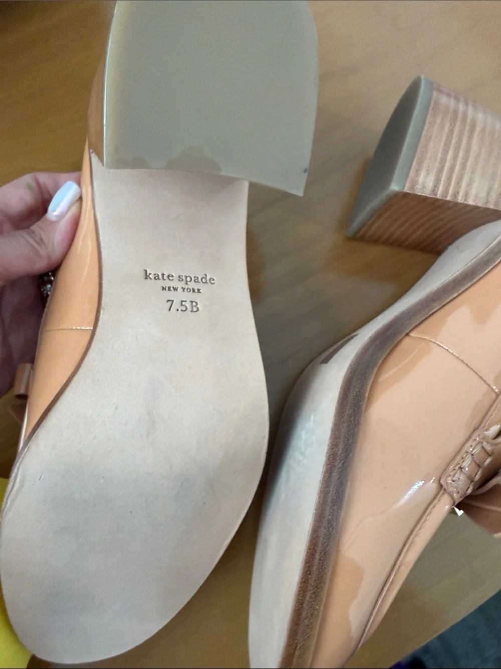kate spade Patent Peach Bow Block-Heel Loafers